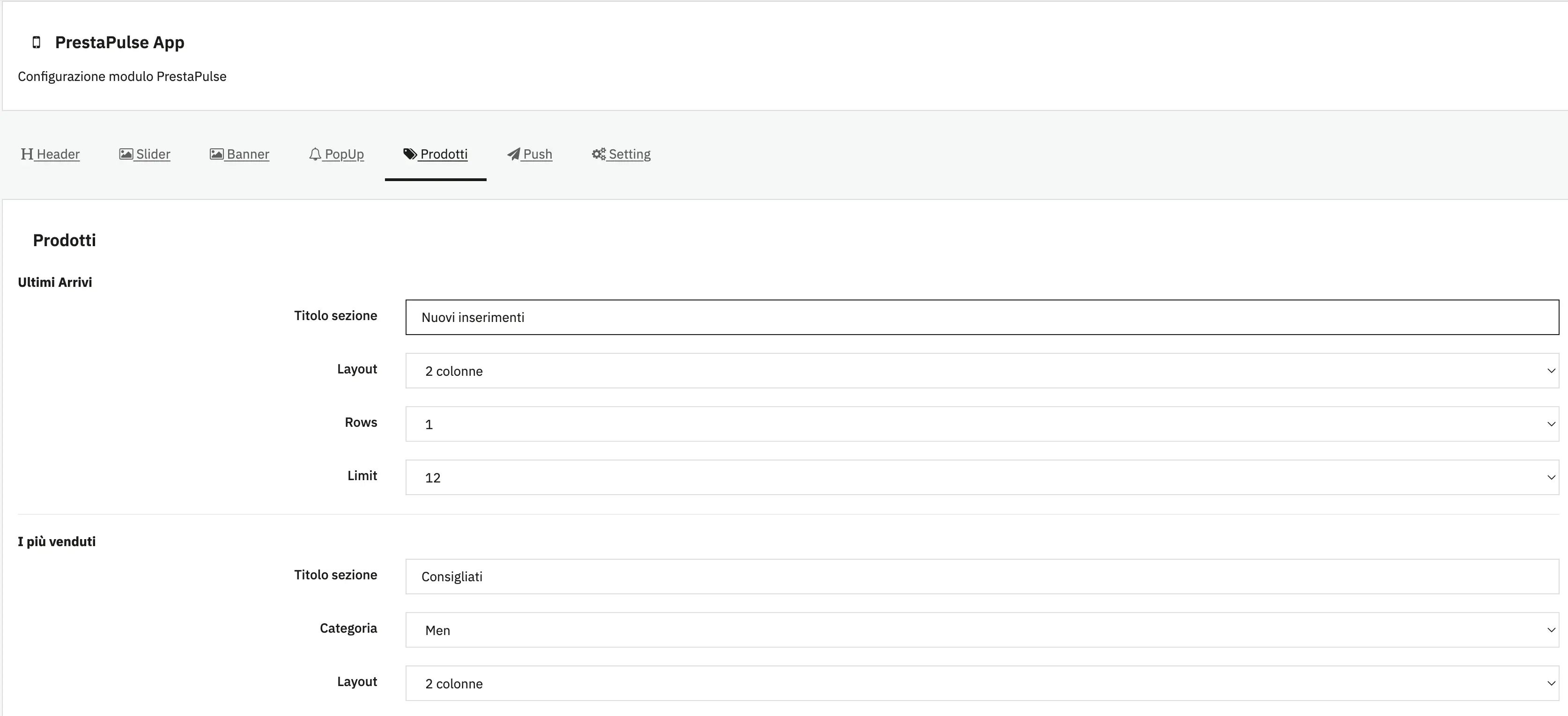 Modulo PrestaPulse per PrestaShop gestione app mobile